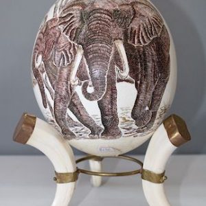 Half-Scrimshaw Ostrich Egg (Egg Only)