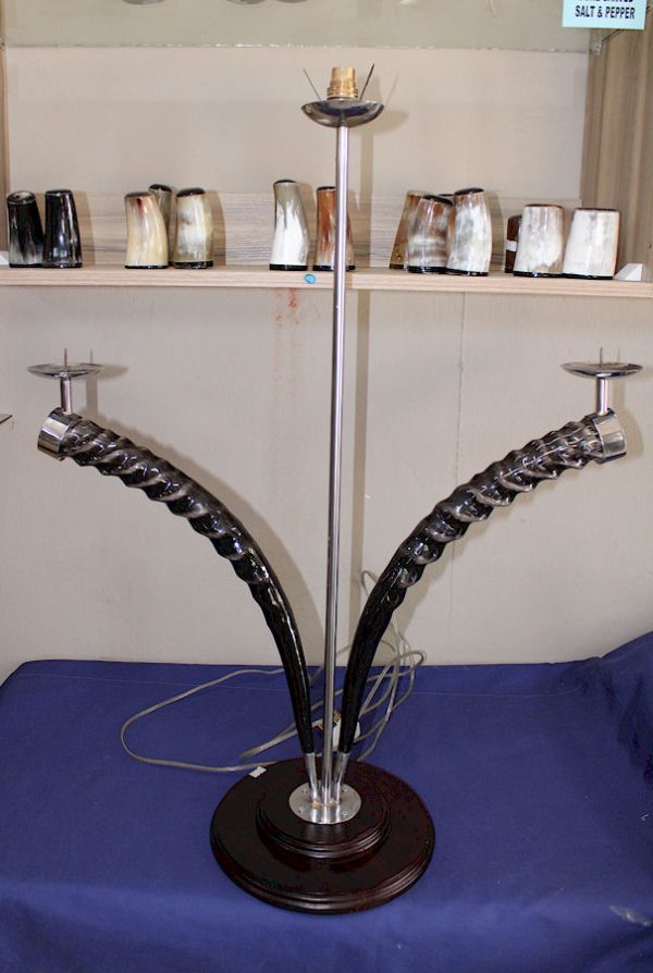 Double Water Buck Horn Light and Candle Holder