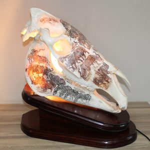 Zebra Skull Scrimshaw on Foot-piece